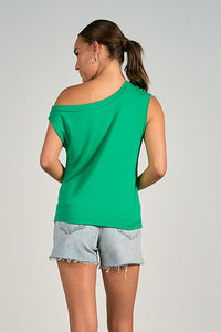 Green Off-Shoulder Sleeveles Top