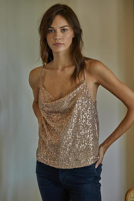 BY TOGETHER - Rose Gold Sequin Tank
