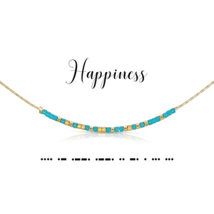 Dot & Dash Morse Code Necklace "Happiness"