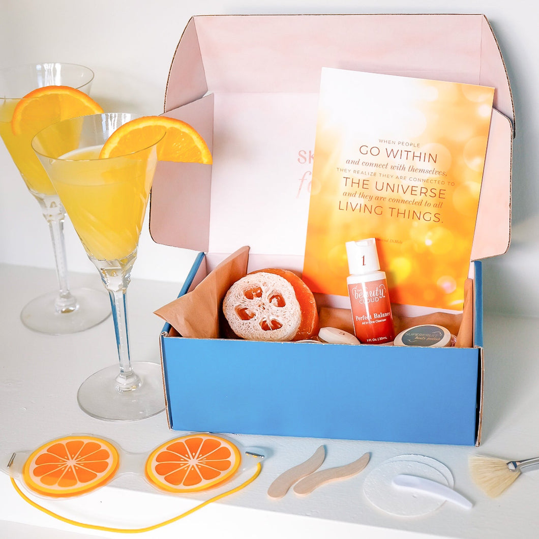 Mimosa Glow Facial Beauty Box by The Beauty Cloud - Brightening Facial, At-Home Facial Kit