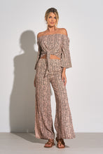 Load image into Gallery viewer, ELAN Pink/Brown Snake Print Top Off Shldr Tie
