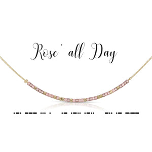 Dot & Dash Morse Code Necklace "Rose All Day"