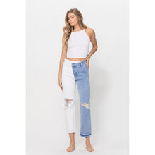 Load image into Gallery viewer, Vervet High Rise Crop Criss-Cross Slit Two-Tone Denim
