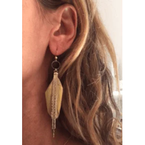 erin gray Gold Feather Dangler Earring