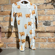 MILKBARN - Blue Cow Footed Romper