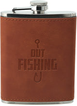Load image into Gallery viewer, PAVILION MAN OUT - Out Fishing Leather Flask
