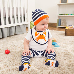 PAVILION - Navy + Orange Stripe Knit Hat