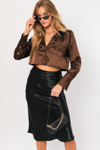 Load image into Gallery viewer, Le Lis Wide Cuff Button Down Crop Top
