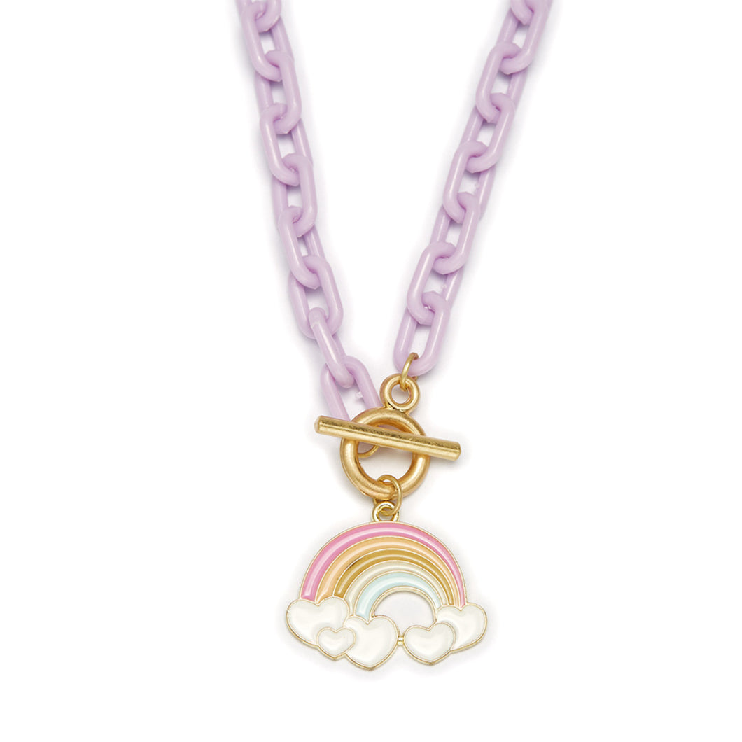 Lavender Chain Necklace with Rainbow