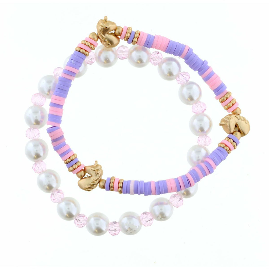 Pearl + Unicorn Bracelet Duo
