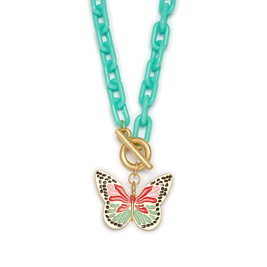 Turquoise Chain Necklace with Butterfly